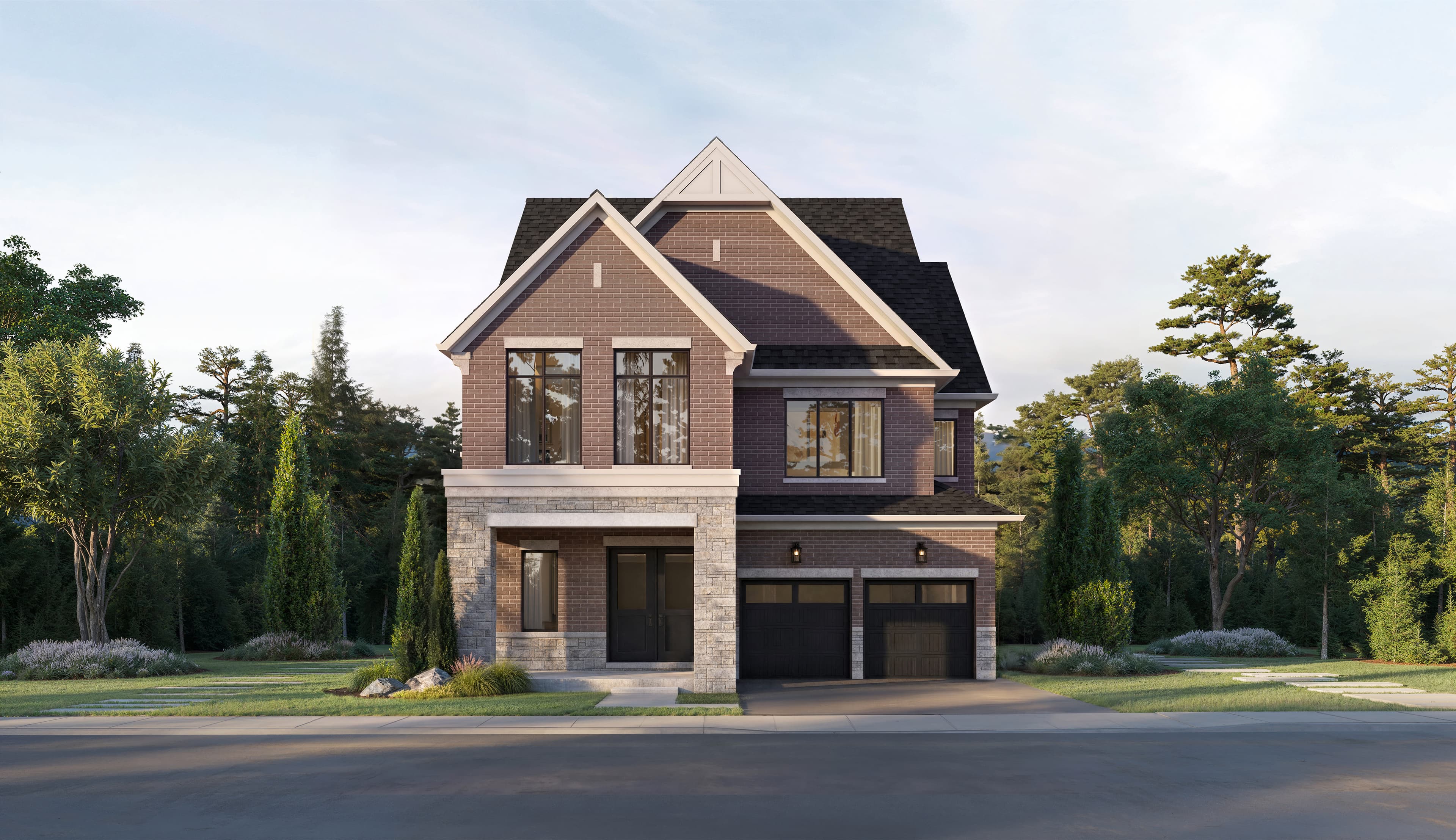 Five Oaks 42′ Collection The Merlin Elevation A, artist's rendering