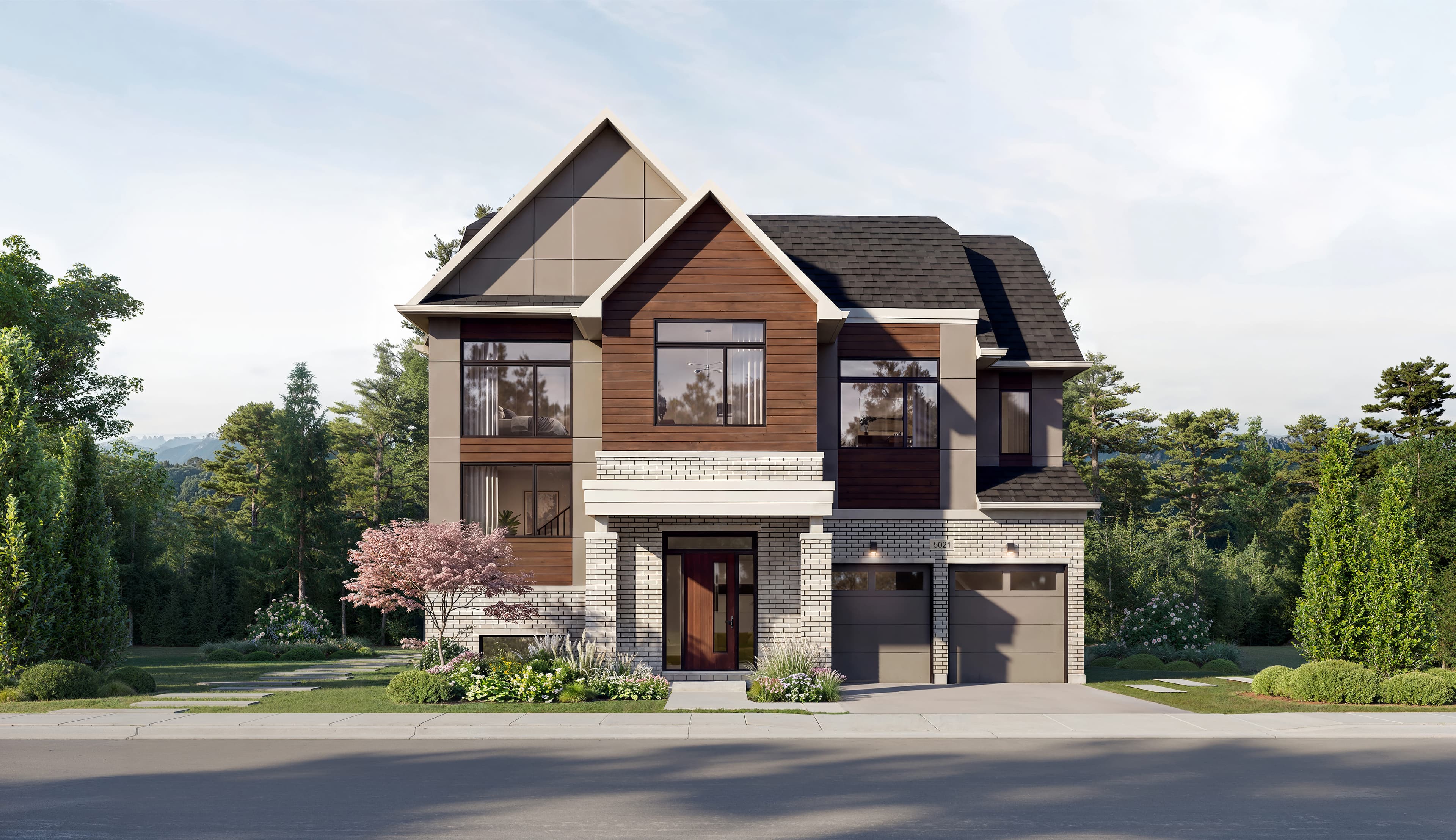 Five Oaks 50′ Collection The Sandhill Elevation B, artist's rendering