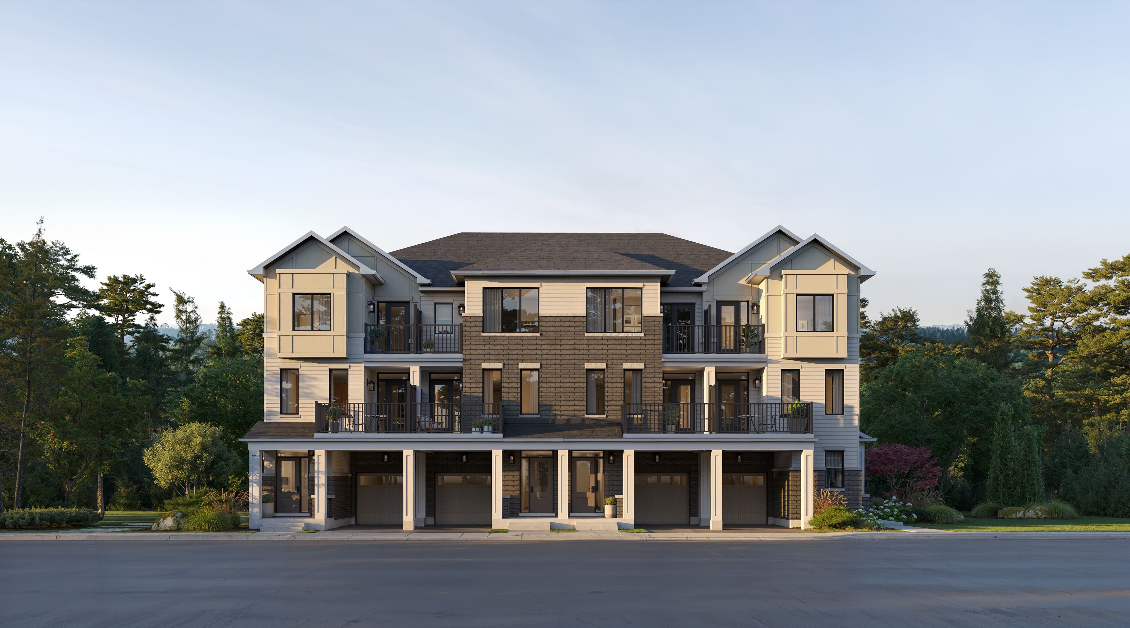 Five Oaks back-to-back townhomes Elevation A, artist's rendering