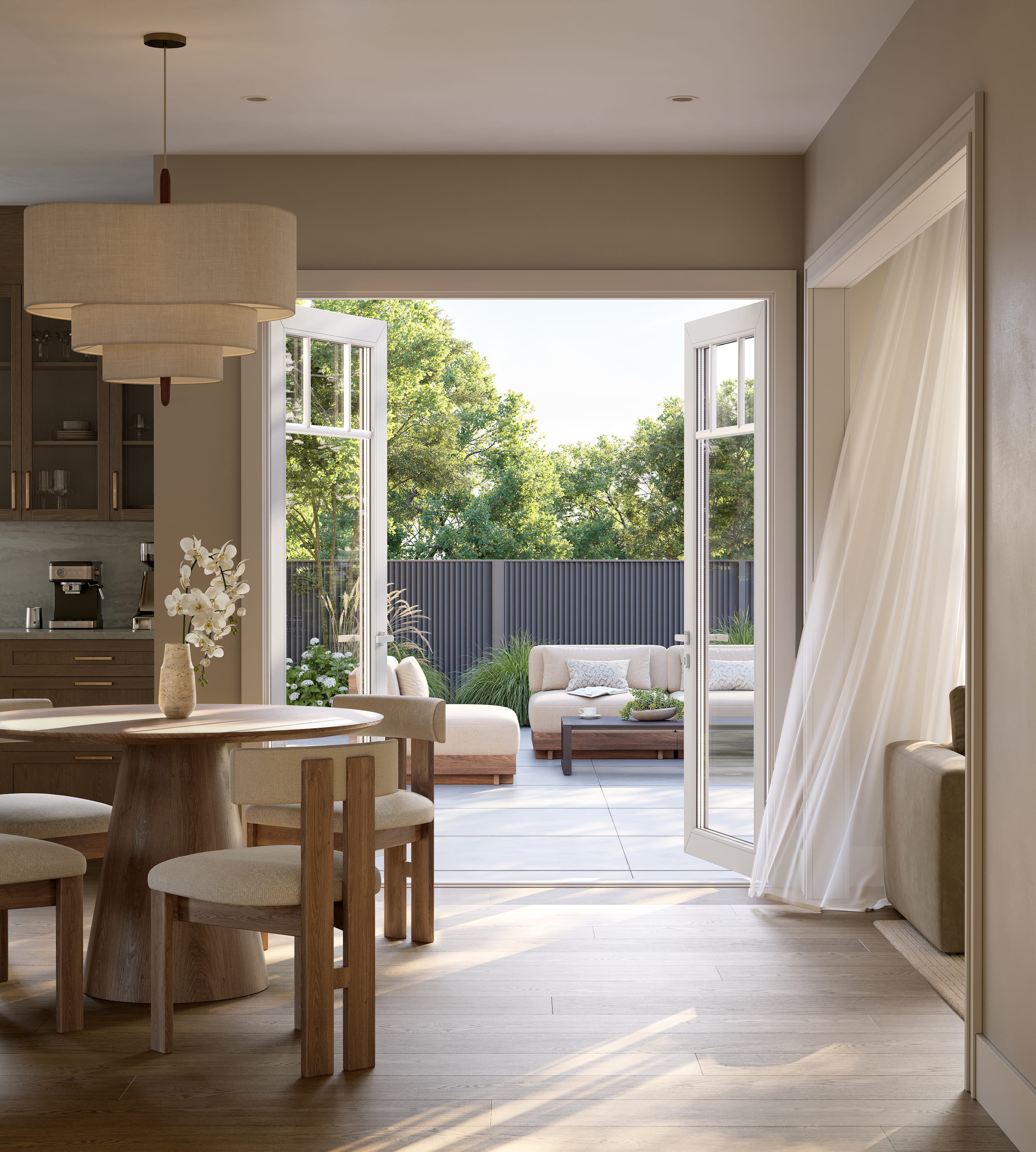 Five Oaks breakfast area interior, artist's rendering