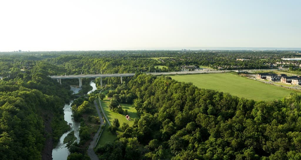 Sixteen Mile Creek valley and surrounding neighbourhood near Five Oaks, Oakville
